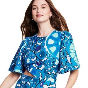 NWT Rhode x Target blue zinnia floral print bell sleeve cutout jumpsuit